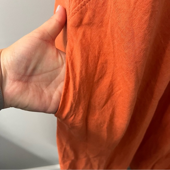 Zara Orange Sleeveless Linen Blend Maxi Sheath Dress Size Small - Picture 7 of 16